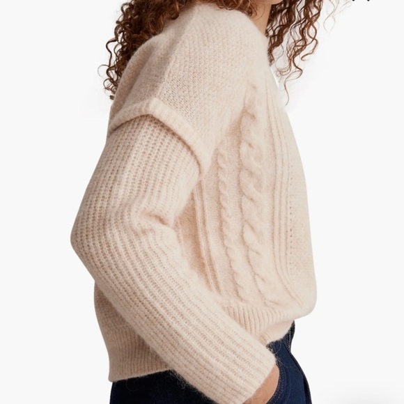 Madewell Plus Cable Havener Pullover Sweater light pink size M Alpaca wool - Picture 3 of 13